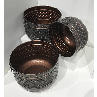 Set of 3 Diamond Stud Planters-Antique Copper